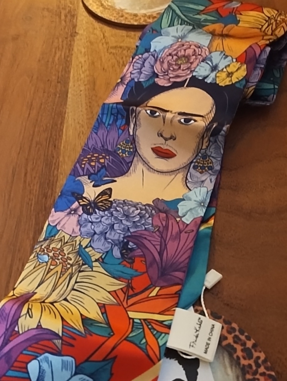 Frida Kahlo Floral Portrait Silk Wrap - Multicolor